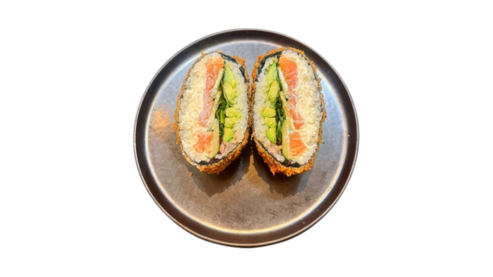 GRILLED SALMON SUSHI BURGER